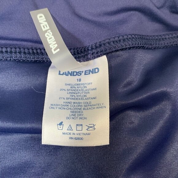 Lands' End blue pull on elastic waist bikini bottom skort shorts with skirt - Picture 6 of 7